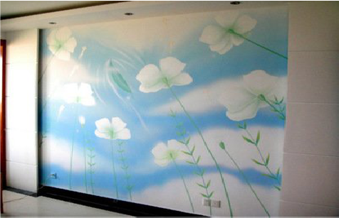 理塘画墙绘怎么画好白云的蓬松感？