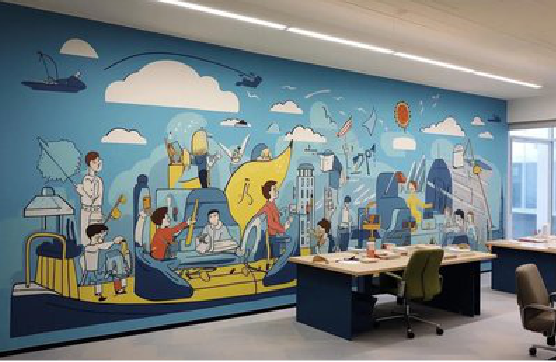 理塘办公室墙绘的特点。