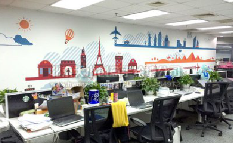 理塘教你设计办公室墙绘的方法。